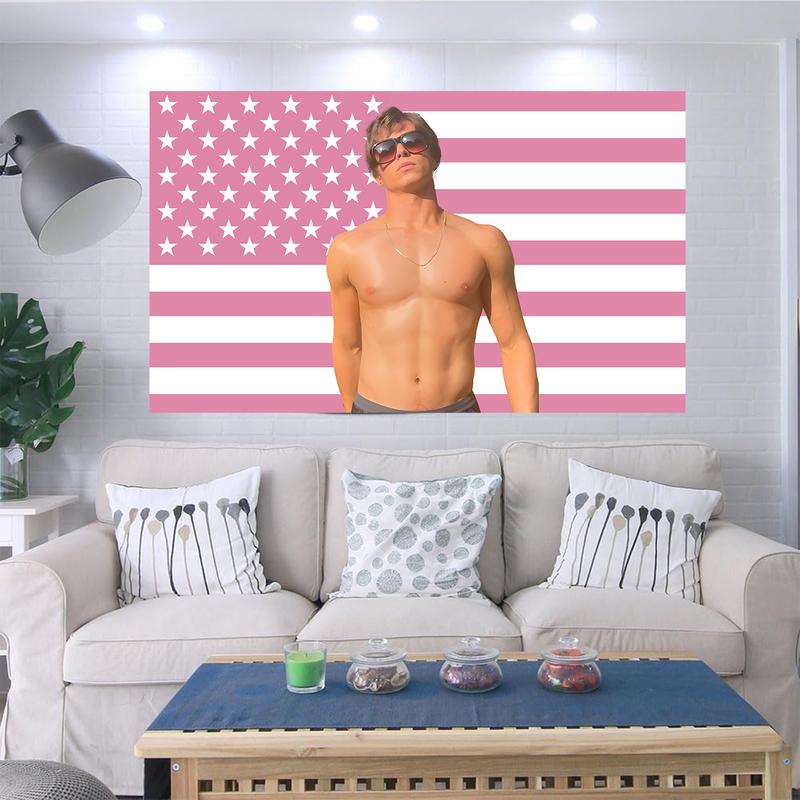 Nicholas Alexander Chavez Pink  American Flag  funny Dormitory Background RoomDecoration Bedroom HomeDecoration 3x5ft Outdoor indoorBanner Decoration Hanging Flag