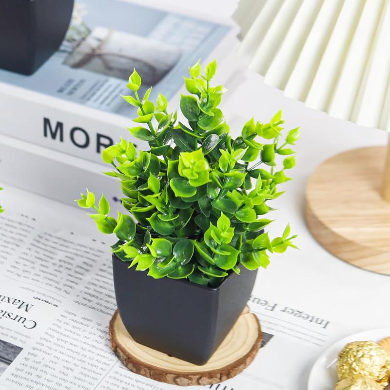 4 Pack Fake Plants Small Artificial Mini Faux Plants Indoor Black Bathroom Accessories for Room Home Office Shelf Decor