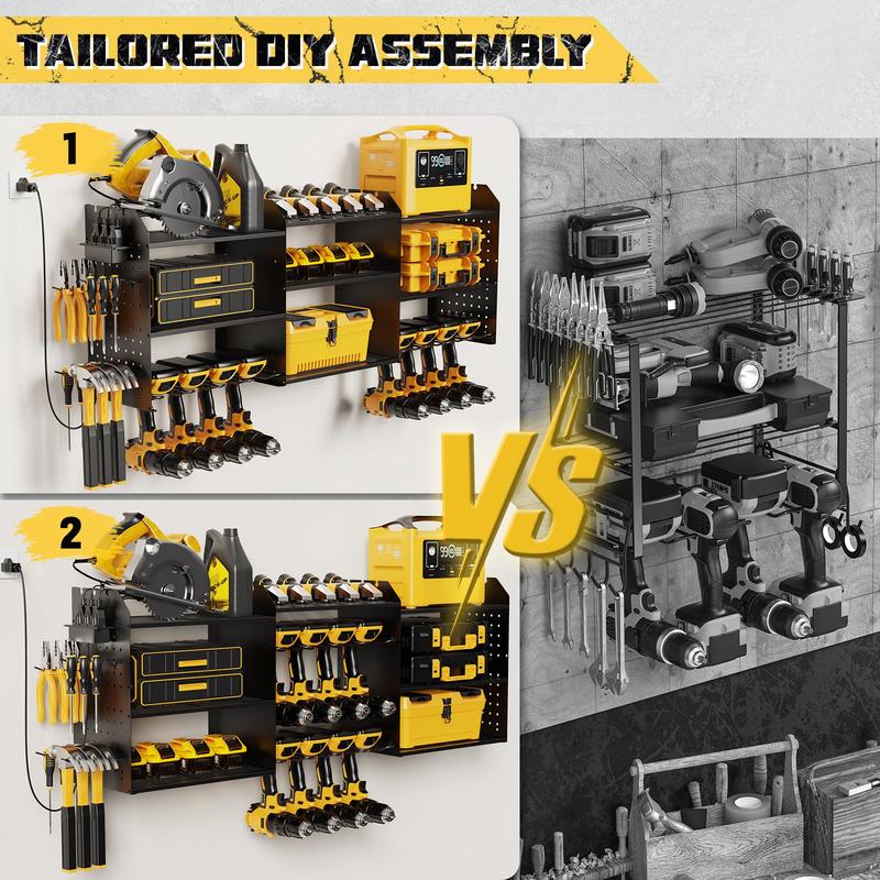 Power Tool Organizer Wall Mount with Charging Station,3 Layer Cordless Drill Hanger Storage Rack,Heavy Duty Tailored DIY Garage Storage Hanging