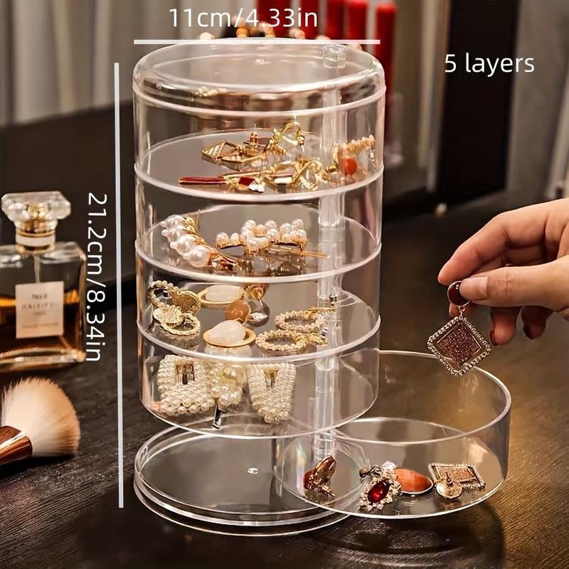 Large Capacity Jewelry Storage Box, 1 Count 3 4 5 Layers Rotating Jewelry Organizer, Dust-proof Jewelry Storage Box for Hair Accessories Bangles Necklaces Earrings Rings Watches