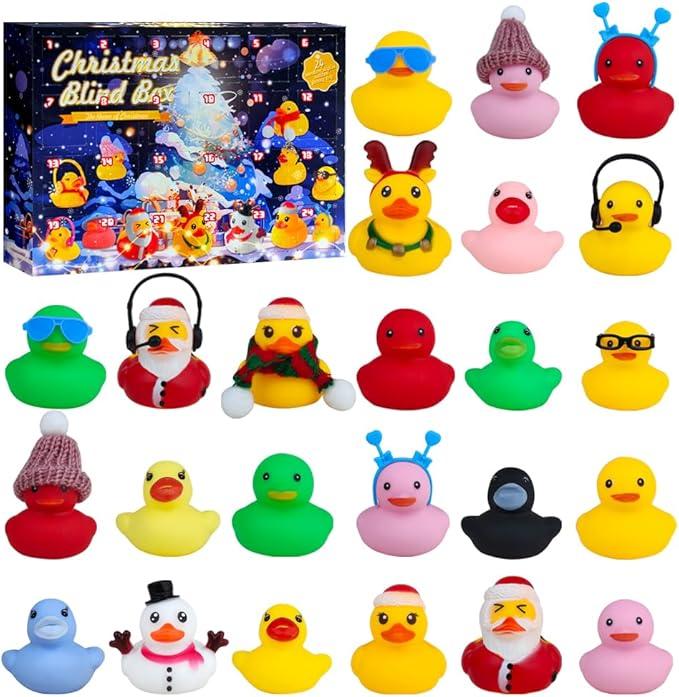 Christmas Advent Calendar 2024 Rubber Ducks Advent Calendar, 24 Days Surprises Christmas Countdown Calendar Gift Blind Box Creative Christmas Party Favors