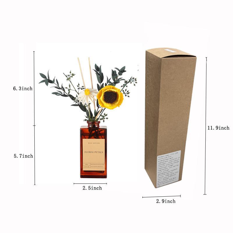 Pure White Gardenia Reed Diffuser Sets 5.07 oz(150ml) Dried Flower Home Fragrance Scent Stick Diffuser Essential Oil