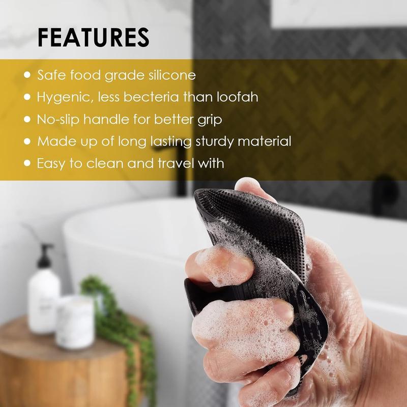 Silicone Men's Shower Body Scrubber - Premium Lather-Boosting Body Buffer with No-Slip Handle - Lightweight & Smooth (1 Pack)