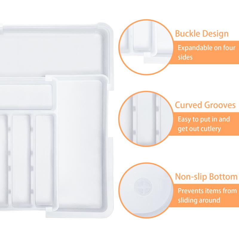 Christmas Gifts  Organizer Expandable Kitchen Utensil Drawer Organizer with 9 Compartment Large Cutlery Organizer Tray for Forks Knives Plastic Transparent 13