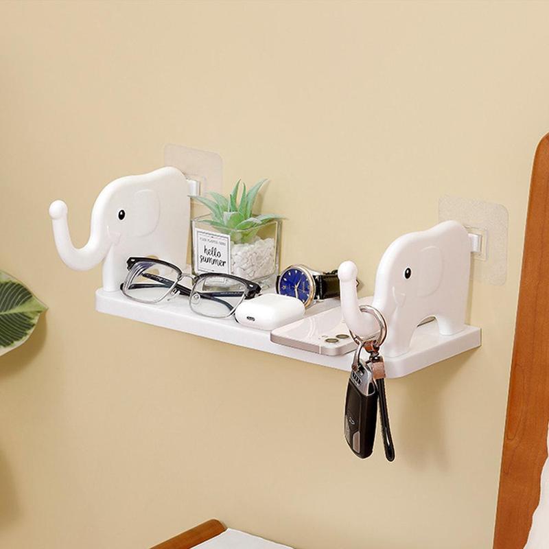 Elephant Design Wall Mounted Shelf, 1 Count Punch Free Wall Mounted Storage Rack, Multifunctional Creative Elephant Shelf for Bathroom & Kitchen