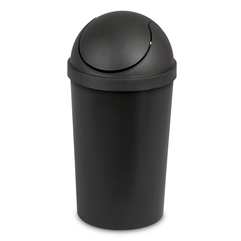 Sterilite 3 gal Plastic Round Swing Top Bathroom Trash Can, Black