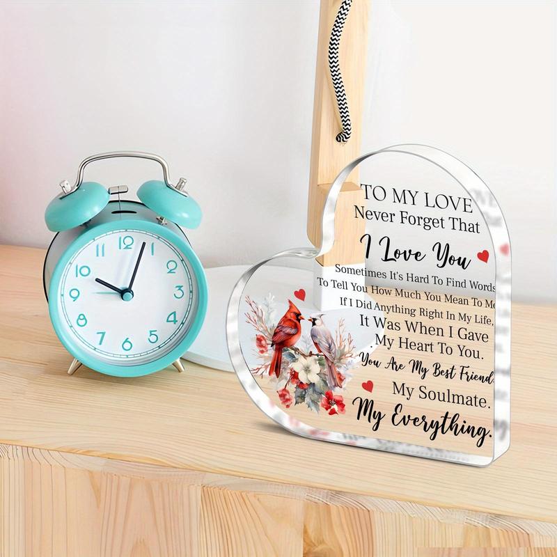 Acrylic Heart Shaped Plaque, Clear Acrylic Plaque, Romantic Gift, Gift for Partner, Desk Decoration for Home Room Office