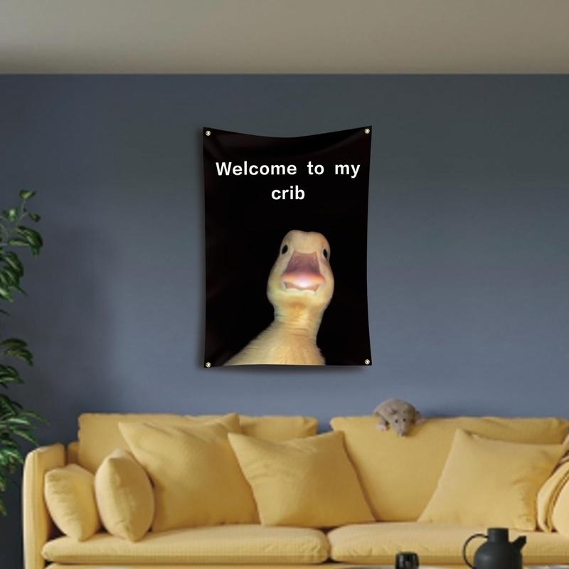 Welcome to My Crib Flag 2x3 Feet Funny Flags for Room Man Cave Wall Flag with Brass Grommets for College Dorm Room Decor Home Bedroom Decor