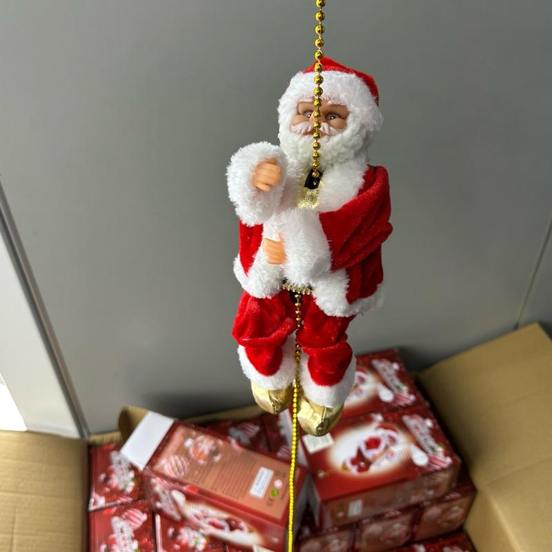 Electric Climbing Santa Christmas Ornament on Rope Ladder for Indoor and Outdoor Hanging - Creative Christmas Tree Decoration for Home Gift