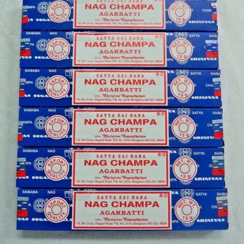 New Original Blue Box Satya India  Scented Aroma Freshener Fragrance Nag Champa Incense Sticks: 6 x 15 Gram Boxes or sample package Perfume Light