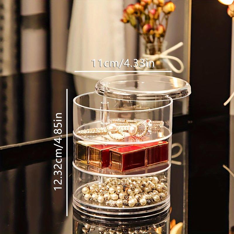 Large Capacity Jewelry Storage Box, 1 Count 3 4 5 Layers Rotating Jewelry Organizer, Dust-proof Jewelry Storage Box for Hair Accessories Bangles Necklaces Earrings Rings Watches