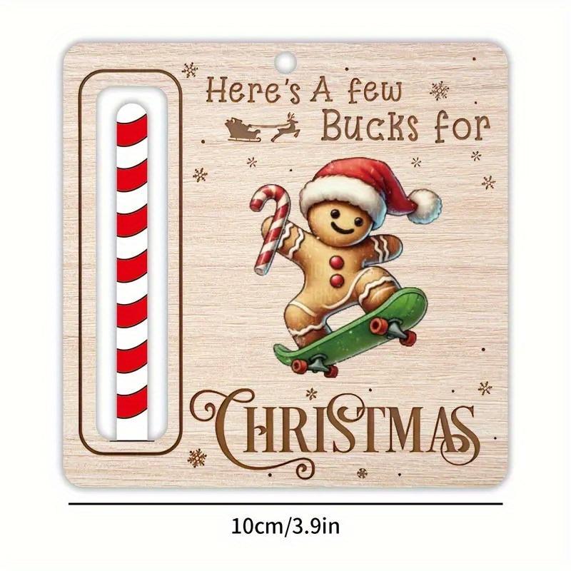 Gingerbread Man Design Wooden Money Holder Ornament, 1 Count Creative Christmas Money Clip without Money, Christmas Tree Ornaments