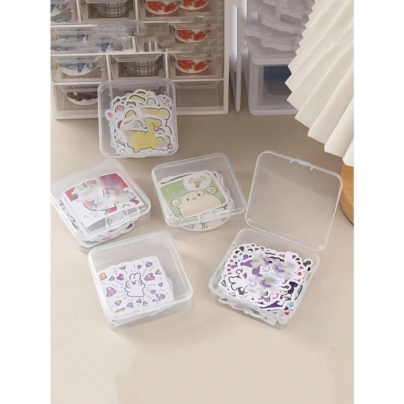 1pc Small Transparent Storage Box With Hinged Lid