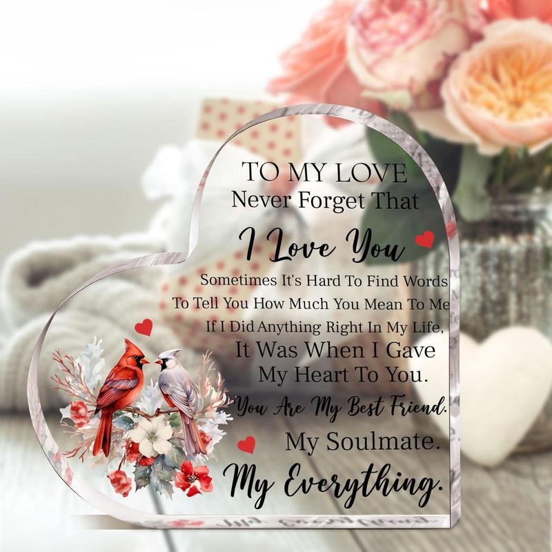 Acrylic Heart Shaped Plaque, Clear Acrylic Plaque, Romantic Gift, Gift for Partner, Desk Decoration for Home Room Office