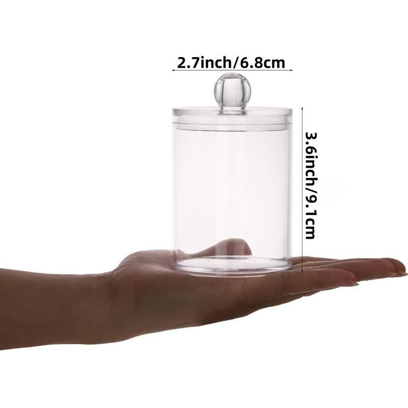 Clear Round Storage Bottle with Lid, 1 Count Multifunctional Desktop Storage Box Suitable for Cosmetic Tool, Dental Floss, Dried Flower and Tea