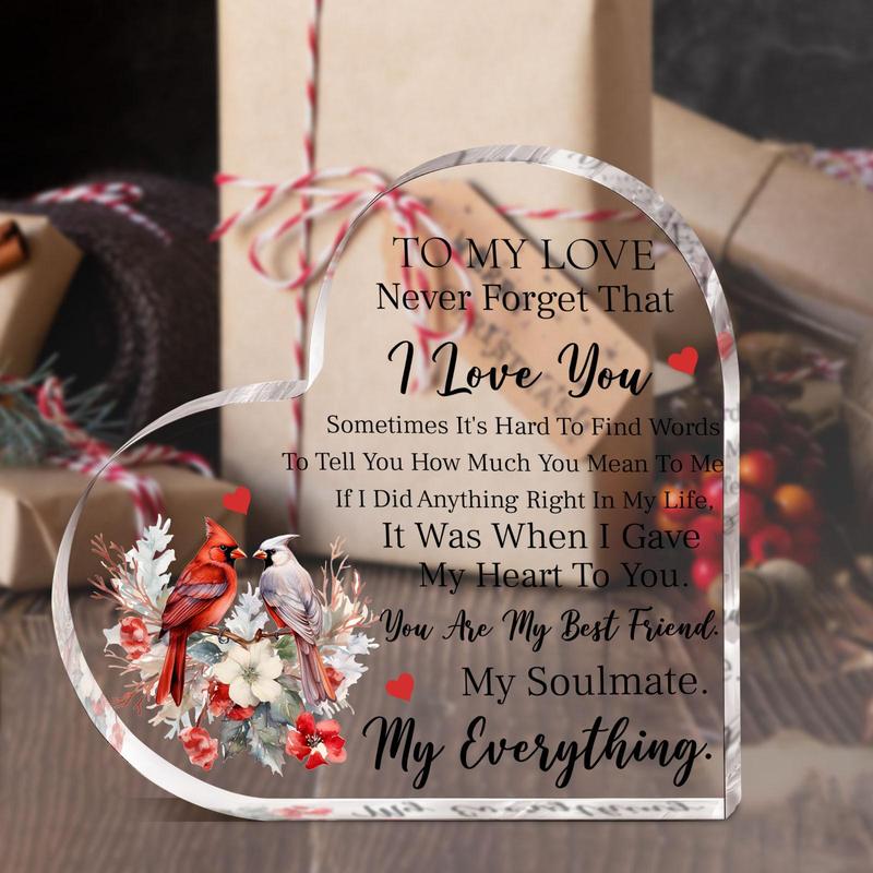 Acrylic Heart Shaped Plaque, Clear Acrylic Plaque, Romantic Gift, Gift for Partner, Desk Decoration for Home Room Office