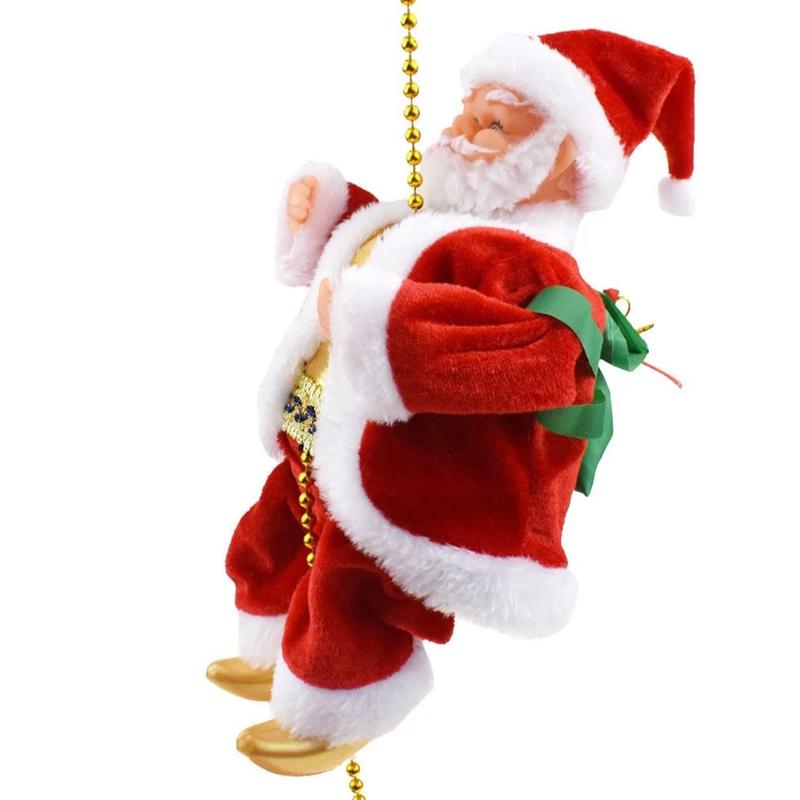 Electric Climbing Santa Christmas Ornament on Rope Ladder for Indoor and Outdoor Hanging - Creative Christmas Tree Decoration for Home Gift