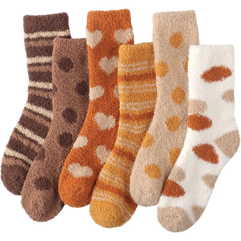 Plush Slipper Socks Women - Colorful Warm Fuzzy Crew Socks Cozy Soft for Winter Indoor