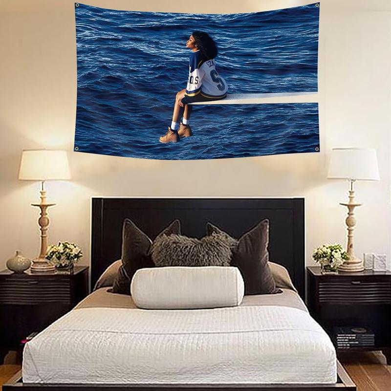 Sza Sos  Album Cover 3x5Ft Flag Funny Tapestry for Wall Hanging College Dorm Men Cave Decor Banner with 4 Brass Grommets