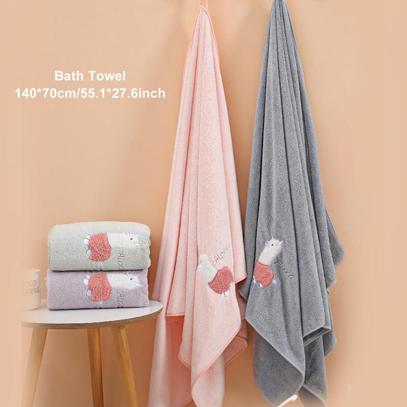 Alpaca Pattern Bath Towel Set, 1 Count Bath Towel & 1 Count Towel, Soft Comfortable Towel, Bathroom Shower Towel, Bathroom Supplies