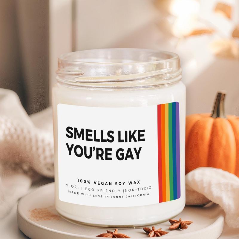 Smells Like You're Gay Soy Candle, Funny Candle For Gay Friend, Gay Pride Gift, LGBTQ+ Candle, Gifts For Gay Men, (C-16PRI)