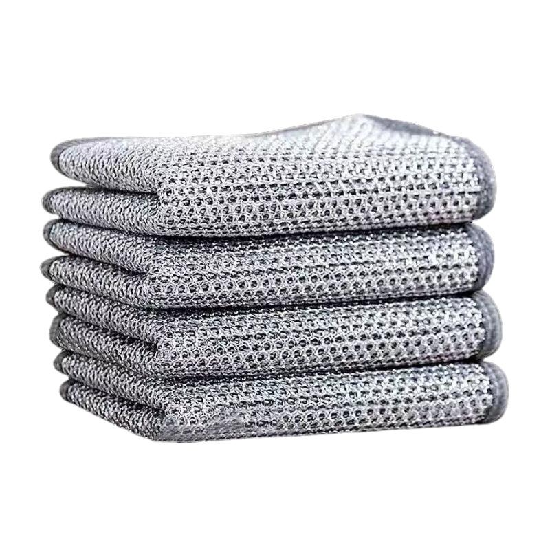 10 Counts Multipurpose Wire Dishwashing Rags,Double-Layer Dishwashing Cloth, Non-scratch Wire Dishcloth for Kitchen,Gift