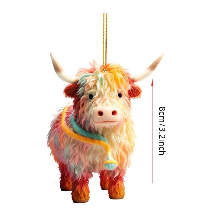 Highland Cow Design Hanging Ornament, 1 Count Cute Animal Design Hanging Decoration, Hanging Decor for Home Party Festival, Home Decor