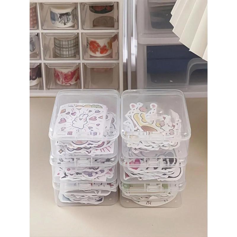 1pc Small Transparent Storage Box With Hinged Lid