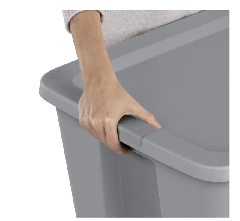 Gray 30 Gallon Plastic Tote Box for Household Storage