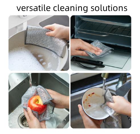 10 Counts Multipurpose Wire Dishwashing Rags,Double-Layer Dishwashing Cloth, Non-scratch Wire Dishcloth for Kitchen,Gift