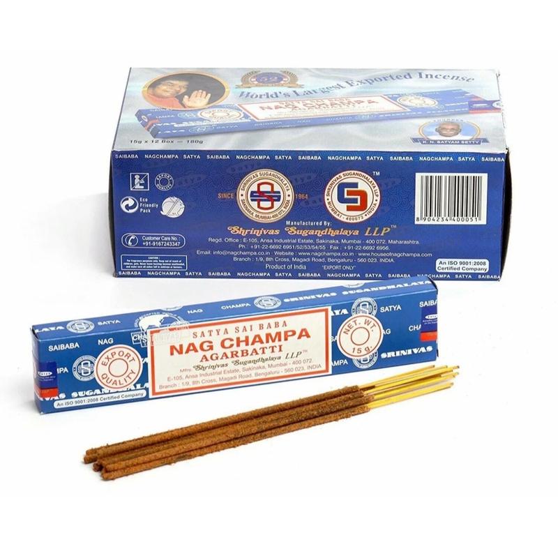 New Original Blue Box Satya India  Scented Aroma Freshener Fragrance Nag Champa Incense Sticks: 6 x 15 Gram Boxes or sample package Perfume Light