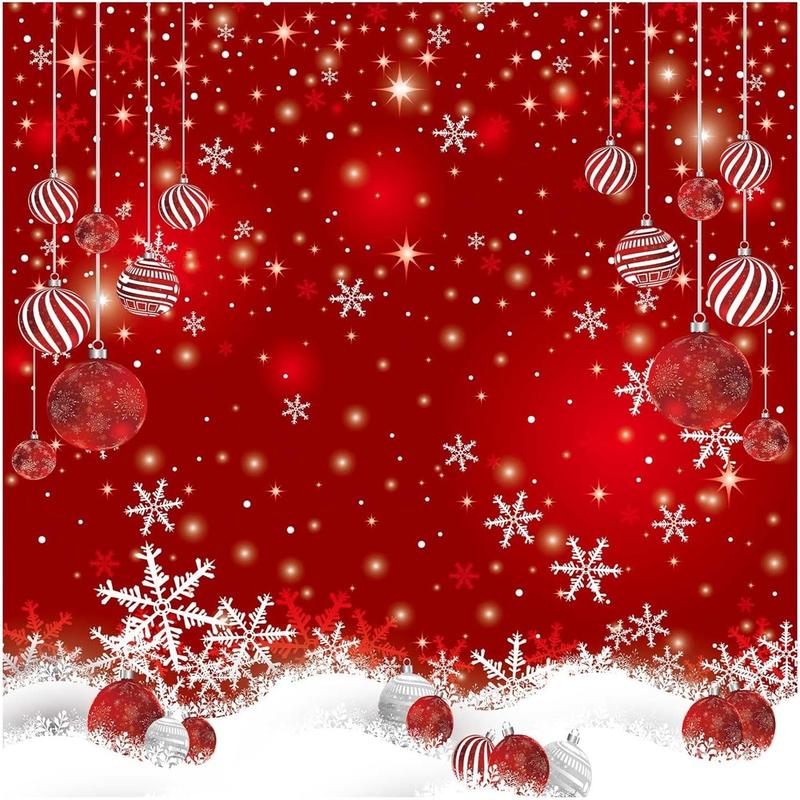 6 x 6 FT Red Christmas Sparkle Bokeh Snowflakes Photography Background Xmas Party Decor Backdrop for Photo Studio Prop Supplies