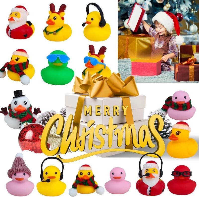 Christmas Advent Calendar 2024 Rubber Ducks Advent Calendar, 24 Days Surprises Christmas Countdown Calendar Gift Blind Box Creative Christmas Party Favors