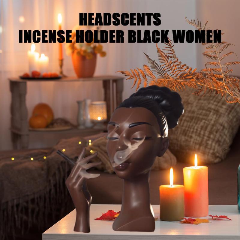 Headscents,Head  Burner Black Women Solange,Elegant Head Incense Burner Black Woman,Incense Fountain for Home Decor, (A) Gift Smooth Fragrance Aroma