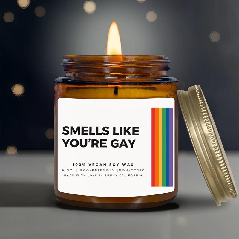 Smells Like You're Gay Soy Candle, Funny Candle For Gay Friend, Gay Pride Gift, LGBTQ+ Candle, Gifts For Gay Men, (C-16PRI)