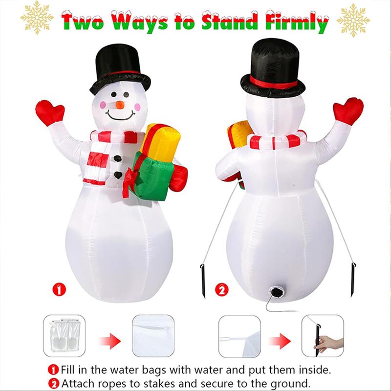 Inflatable Snowman with LED Light, 1 Set Inflatable Snowman Ornament, Party Supplies for Indoor and Outdoor Yard Garden, Home Decor