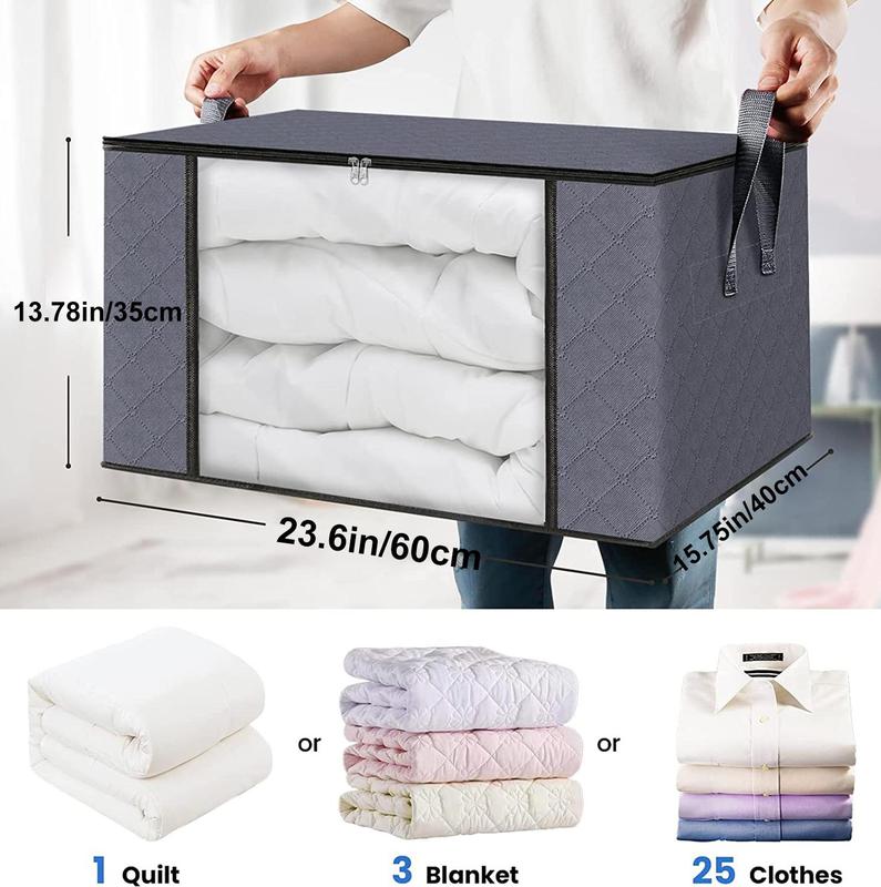 Large Capacity Clothes Storage Bag, 1 Count Minimalist Foldable Quilt Storage Organizer with Handle, Household Storage Organizer for Clothes, Toys, Bedroom Accessories