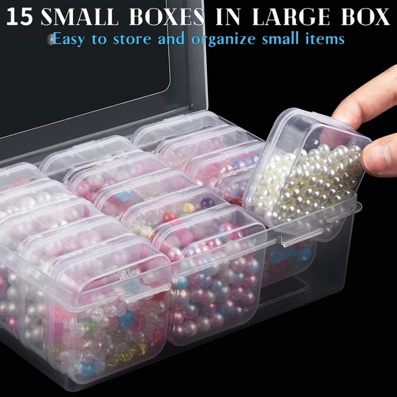 Bead Organizer Box, 32 Pcs Small Clear Plastic Bead Storage Containers, Craft Storage Box with Hinged Lid, Mini box for Organizing Jewelry Making