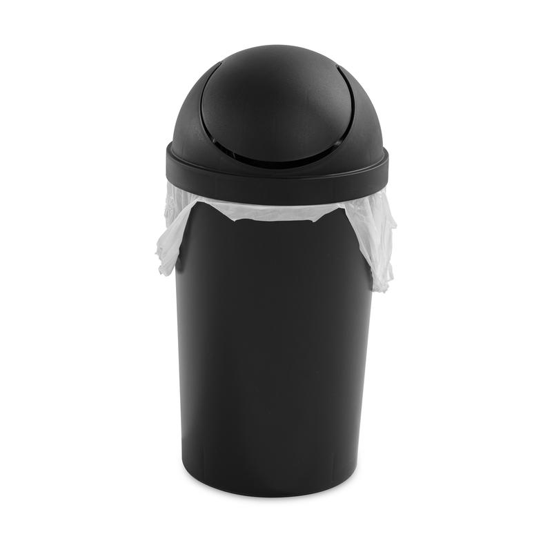 Sterilite 3 gal Plastic Round Swing Top Bathroom Trash Can, Black