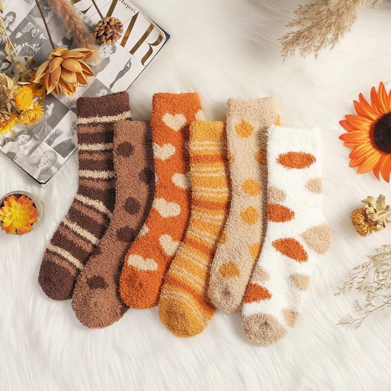 Plush Slipper Socks Women - Colorful Warm Fuzzy Crew Socks Cozy Soft for Winter Indoor