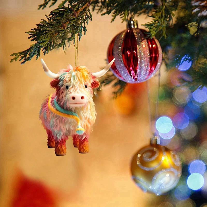 Highland Cow Design Hanging Ornament, 1 Count Cute Animal Design Hanging Decoration, Hanging Decor for Home Party Festival, Home Decor