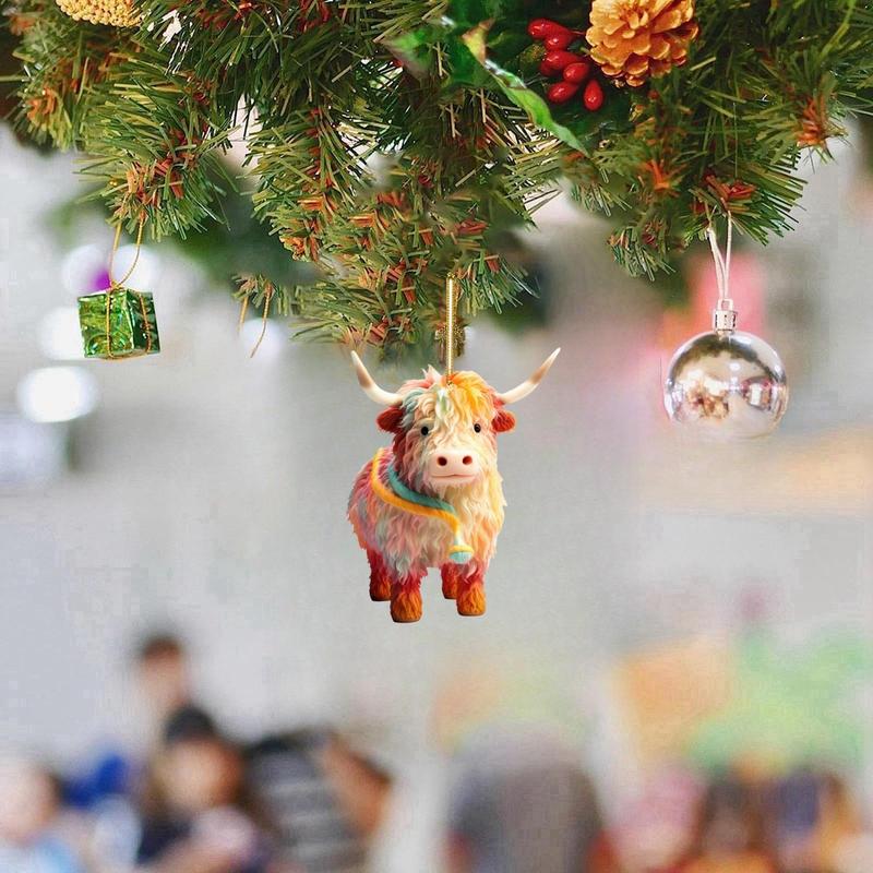 Highland Cow Design Hanging Ornament, 1 Count Cute Animal Design Hanging Decoration, Hanging Decor for Home Party Festival, Home Decor