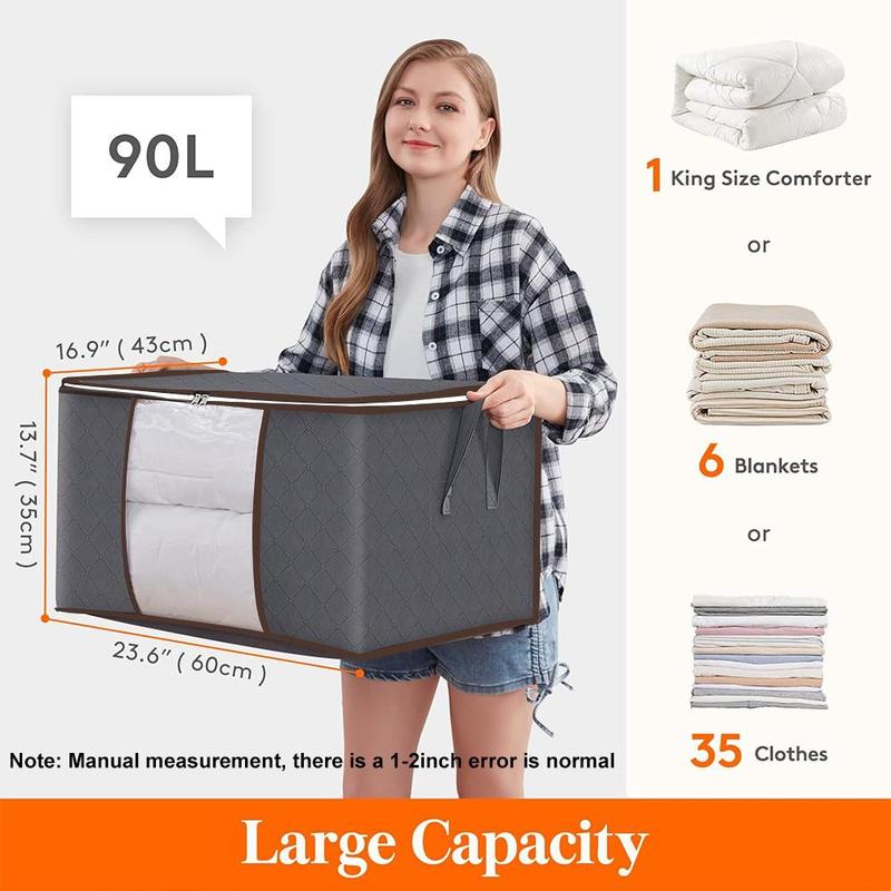 Large Capacity Clothes Storage Bag, 1 Count Minimalist Foldable Quilt Storage Organizer with Handle, Household Storage Organizer for Clothes, Toys, Bedroom Accessories