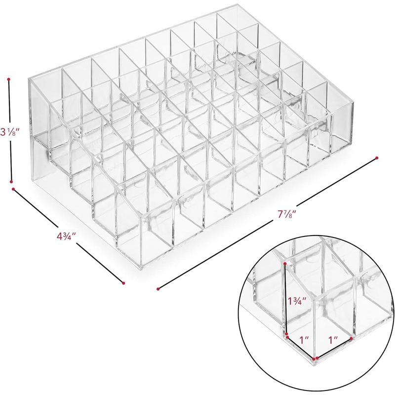 40 Slot Acrylic Lipstick & Makeup Organizer - Cosmetic Display Case - Clear