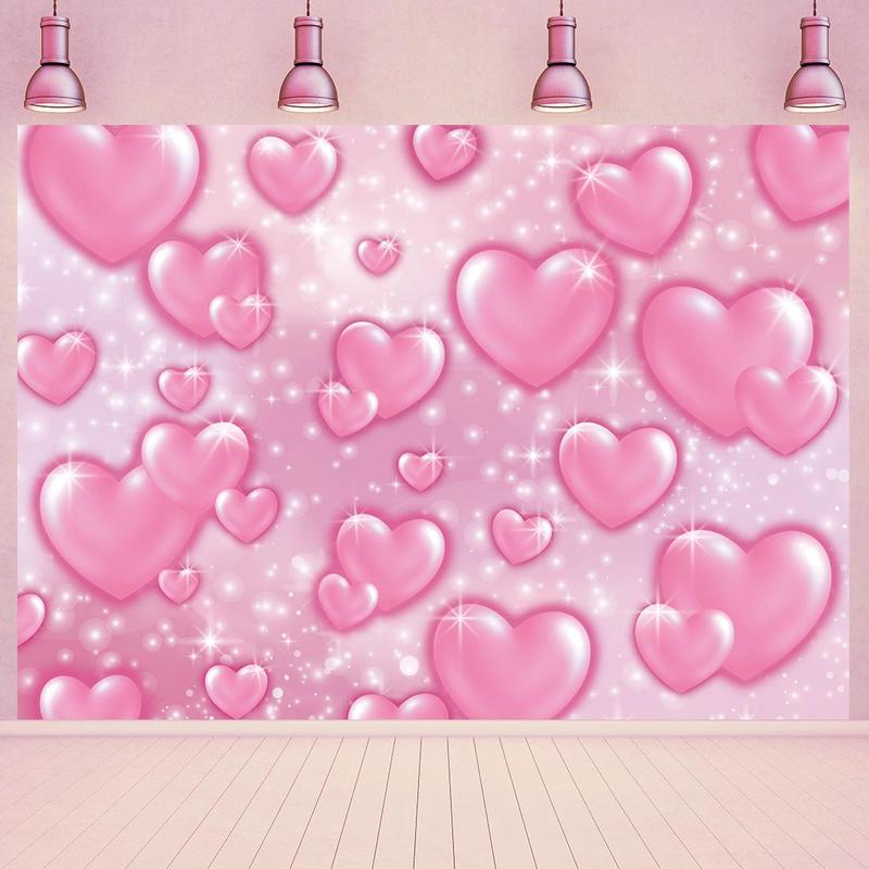 Heart Pattern Backdrop, Glitter Romantic Lovely Photography Party Background, Party Decorations Props for Home Living Room Bedroom Outdoor Office Balcony