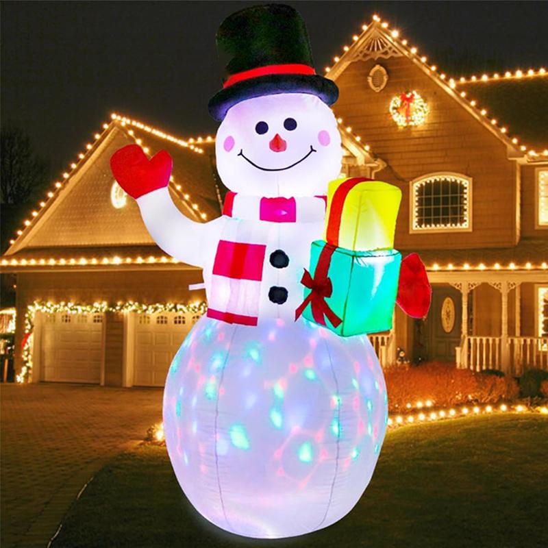 Inflatable Snowman with LED Light, 1 Set Inflatable Snowman Ornament, Party Supplies for Indoor and Outdoor Yard Garden, Home Decor