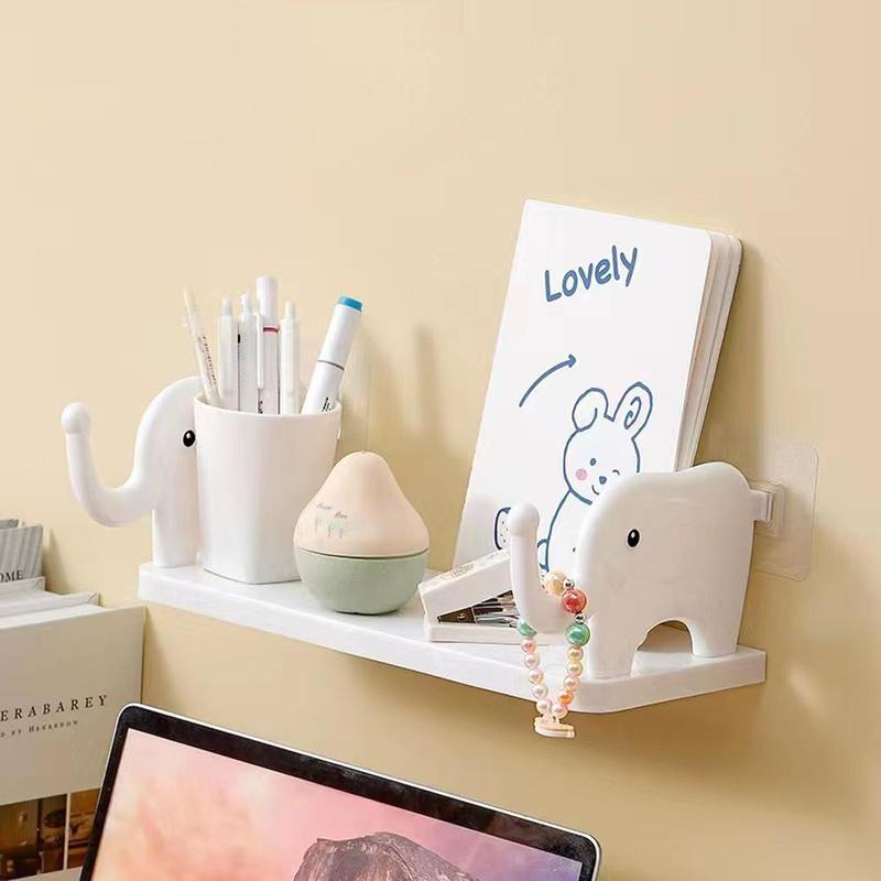 Elephant Design Wall Mounted Shelf, 1 Count Punch Free Wall Mounted Storage Rack, Multifunctional Creative Elephant Shelf for Bathroom & Kitchen