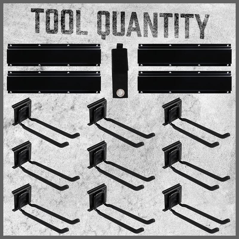 HORUSDY 64-Inch Heavy Duty Garage Organization Rack, 4 Packs Rails and 9 Adjustable Hooks, Tool Organizer Rack with Heavy Double Hooks Tracks Max Load 600LB