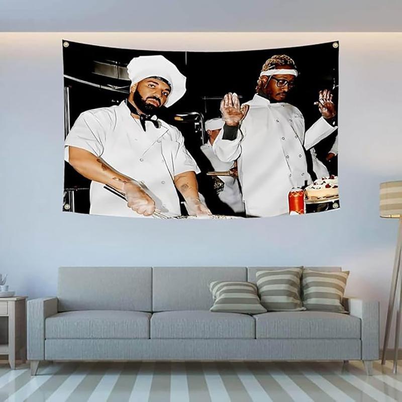 DrakeG and FutureT Rapper 3x5Ft Flag Tapestry with 4 Brass Grommets Funny Banner Decoration for College Bedroom Room Dorm Wall Tapestries