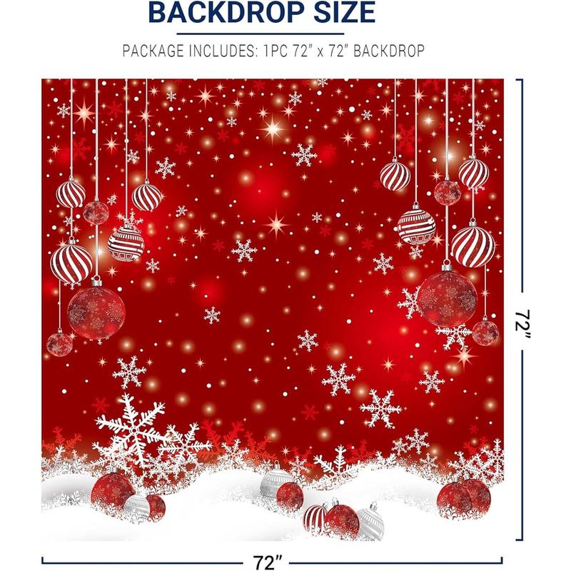 6 x 6 FT Red Christmas Sparkle Bokeh Snowflakes Photography Background Xmas Party Decor Backdrop for Photo Studio Prop Supplies